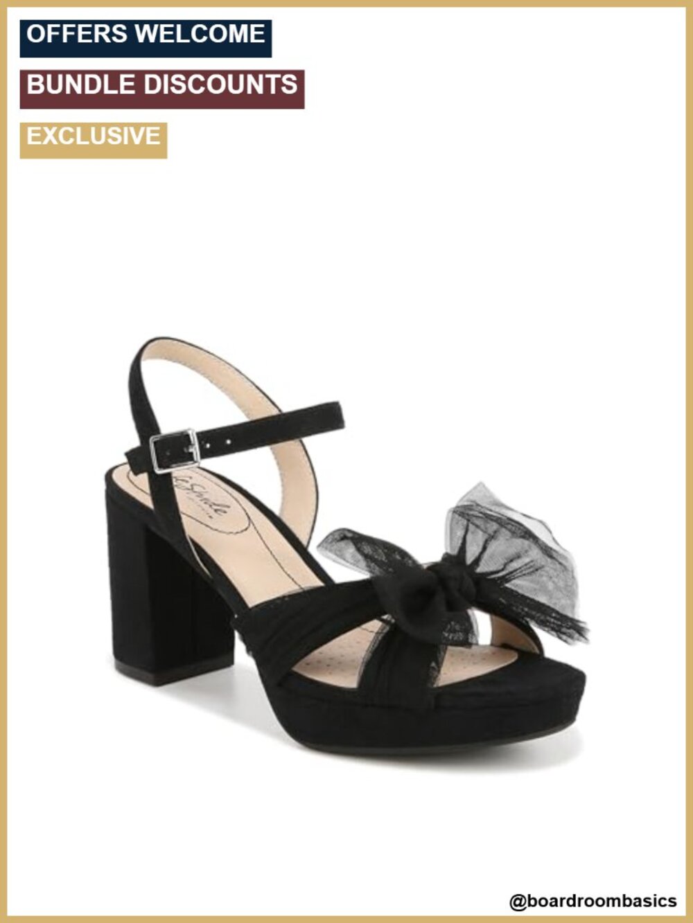 Faux Leather Open Toe Heeled Sandals with Ankle Strap and Tulle Bow